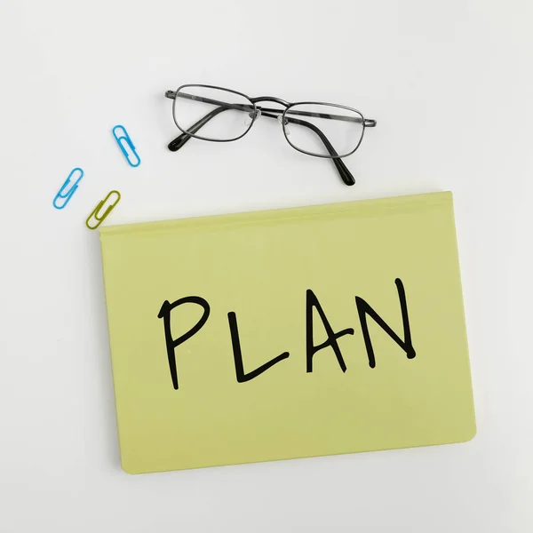 Tekst Bijschrift Presenteren Plan Business Idee Begin Van Een Gedetailleerd — Stockfoto