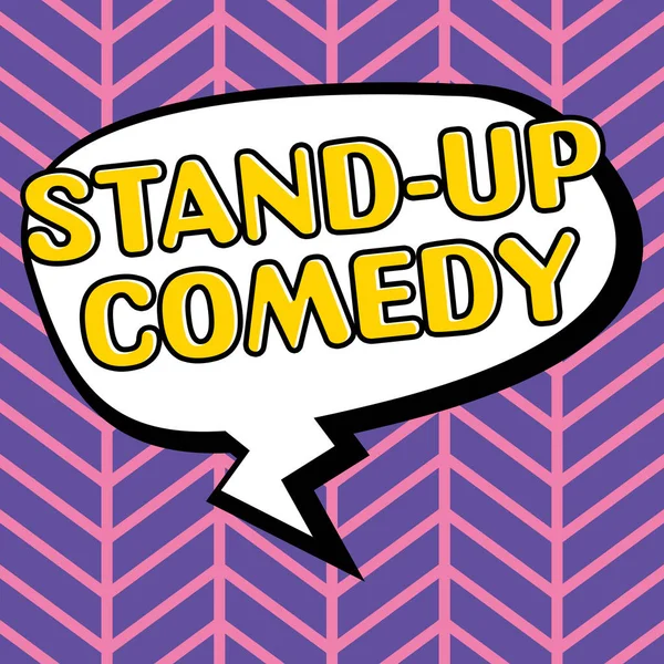Handgeschriebenes Zeichen Stand Comedy Business Ansatz Comedian Spricht Vor Live — Stockfoto