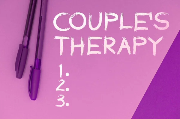 Legenda Conceitual Casais Terapia Visão Geral Negócio Tratar Angústia Relacionamento — Fotografia de Stock