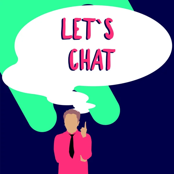Inspiração Mostrando Sinal Lets Chat Visão Geral Negócio Convidando Pessoa — Fotografia de Stock