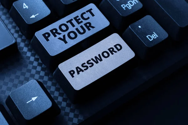 Szöveg Felirat Bemutató Protect Your Password Concept Jelentése Védi Számítógépen — Stock Fotó
