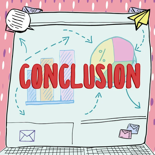 Conclusion Conceptual Photo Results Analysis Final Decision End Event Process — 스톡 사진