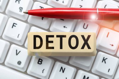Detox 'u gösteren imza, Diyet Beslenme Sağlığı Bağımlılığı Sözcüğü Temizleme