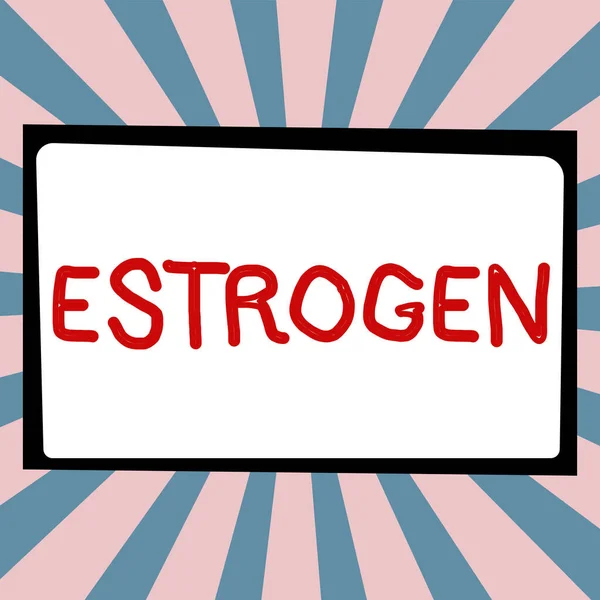 Sinal Escrita Mão Estrogênio Conceito Negócio Grupo Hormônios Promover Desenvolvimento — Fotografia de Stock