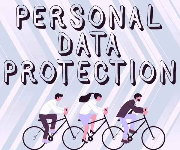 個人情報保護を示すテキストキャプション セキュリティシステムのための個人情報の保護と識別に書かれた言葉 — ストック写真