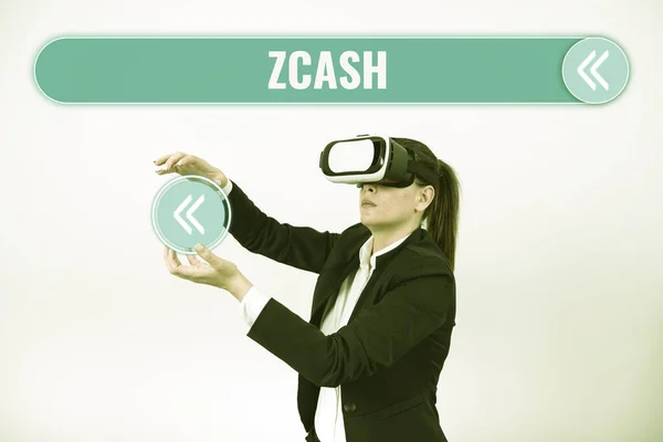 Konzeptionelle Anzeige Zcash Unternehmensübersicht Kryptowährung Mit Dezentralisierter Blockchain Die Anonymität — Stockfoto