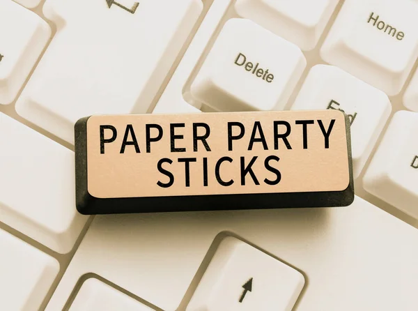 Inspiration showing sign Paper Party Sticks, Internet Concept hard painted paper shaped used for signs and emoji