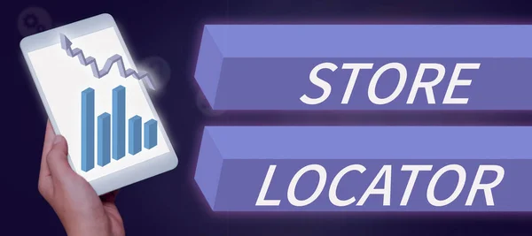 Text Bildtext Som Presenterar Store Locator Business Showcase Att Veta — Stockfoto