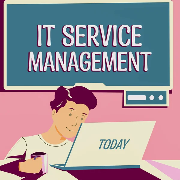 签署显示它的服务管理 业务概述调整企业It服务的过程 — 图库照片