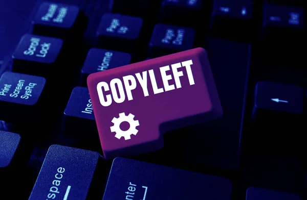 Handskrift Tecken Copyleft Business Visa Upp Rätten Att Fritt Använda — Stockfoto