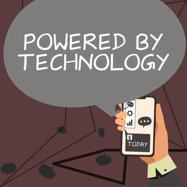 Sinal Texto Mostrando Powered Technology Business Idea Breakthrough Levou Ampla — Fotografia de Stock