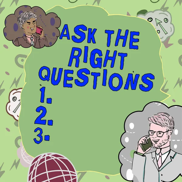 Legenda Texto Apresentando Ask Right Questions Abordagem Negócios Procure Suporte — Fotografia de Stock