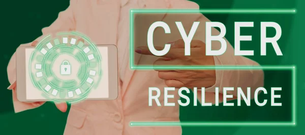 Scrittura Mano Del Testo Cyber Resilienza Parola Parola Misura Quanto — Foto Stock