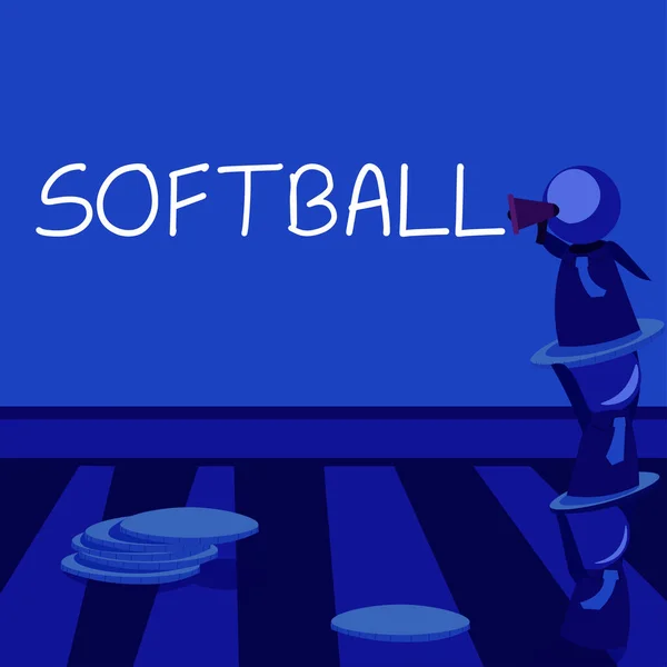 概念说明垒球 商业概念一种类似于球和球棒的运动 — 图库照片