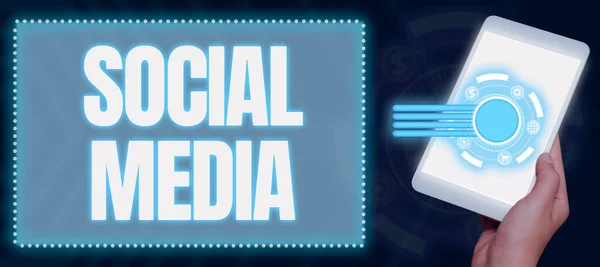 Inspiracja Pokazująca Znak Social Media Business Showcase Kanał Komunikacji Online — Zdjęcie stockowe