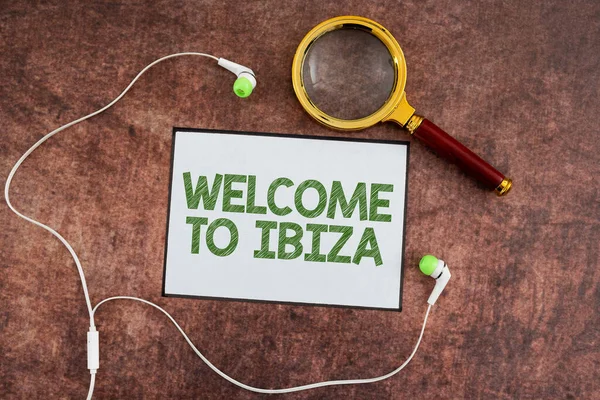 Writing Displaying Text Welcome Ibiza Word Written Warm Greetings One — Stock Photo, Image