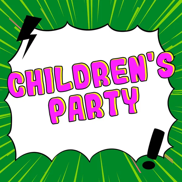 Tekst Pisma Odręczny Dla Dzieci Party Business Idea Spotkania Towarzyskiego — Zdjęcie stockowe