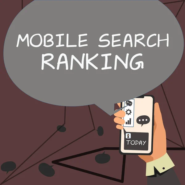Εννοιολογική Λεζάντα Mobile Search Ranking Ιντερνετ Concept Ιστοσελίδα Σελίδα Κατατάσσεται — Φωτογραφία Αρχείου
