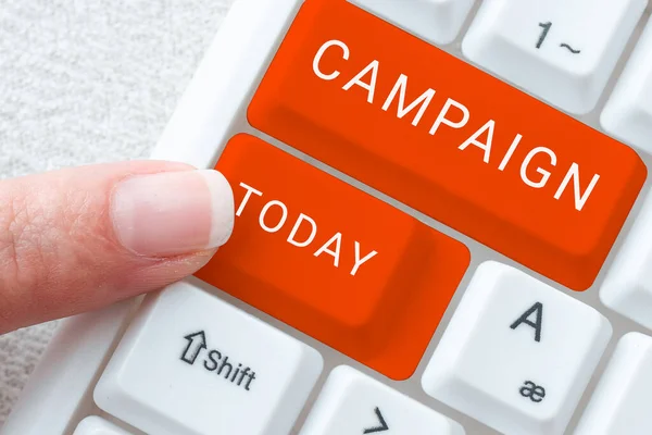 캠페인을 텍스트 서비스를 홍보하고 판매하기 조직화 과정을 — 스톡 사진