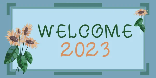 Sign Weergeven Welkom 2023 Word Written New Year Celebration Motivation — Stockfoto