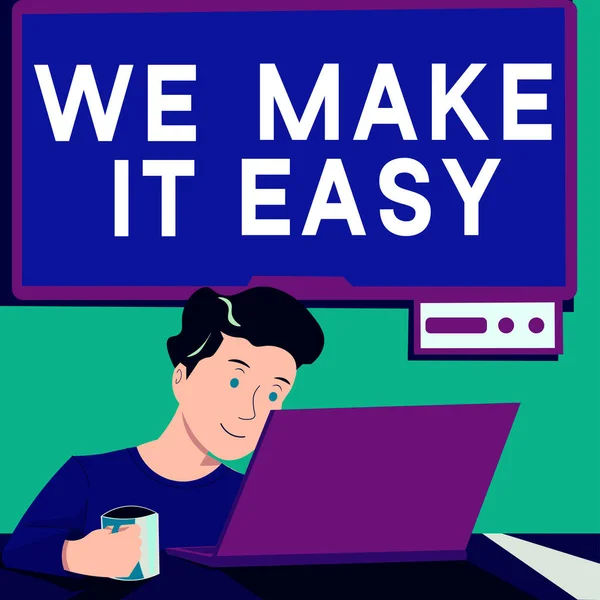 Znak Tekstowy Pokazujący Ułatwiamy Koncepcja Internetowa Rozwiązania Alternatywne Ułatwiają Pracę — Zdjęcie stockowe