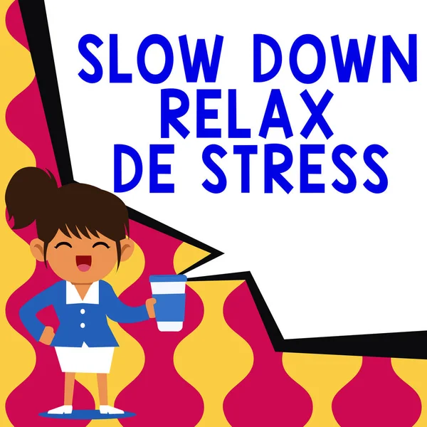 Yazısı Yavaşla Rahatla Stres Kavramsal Fotoğraf Stres Seviyelerini Düşür Sakinleş — Stok fotoğraf