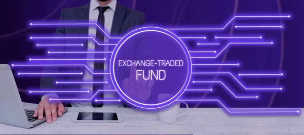 Conceptual Caption Exchange Traded Fund Idea Negocio Seguridad Comercializable Que —  Fotos de Stock