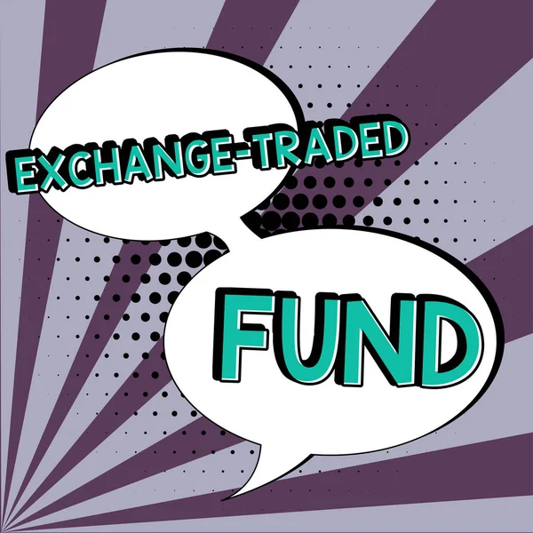 Bildunterschrift Exchange Traded Fund Business Schaufenster Marktfähige Wertpapiere Die Einen — Stockfoto