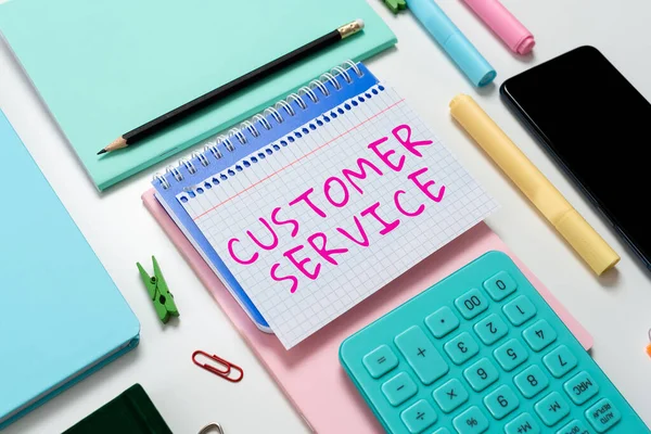 Sign Displaying Customer Service Business Approach Process Ensuring Customer Satisfaction — Stock Photo, Image