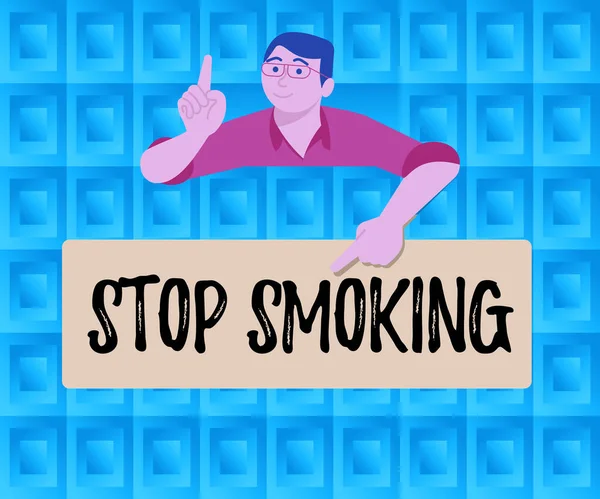概念的なキャプション禁煙 タバコ中毒の使用を中止または停止するための単語 — ストック写真