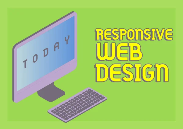 Tepkili Web Tasarımı Şletme Fikri Web Sayfası Oluşturma Işaretini Gösteren — Stok fotoğraf