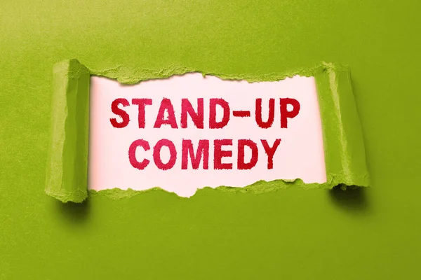 Inspiration showing sign Stand Up Comedy, Business concept Comedian performing speaking in front of live audience