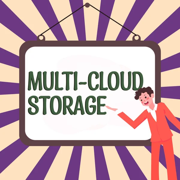 Text Som Visar Inspiration Multi Cloud Storage Business Overview Use — Stockfoto