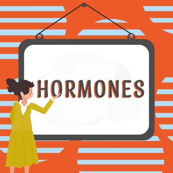 Legenda Conceitual Hormonas Business Showcase Substância Reguladora Produzida Organismo Transportado — Fotografia de Stock