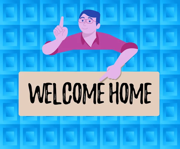 Szöveg Megjelenítése Welcome Home Word Written Expression Üdvözlet Tulajdonosok Domicile — Stock Fotó