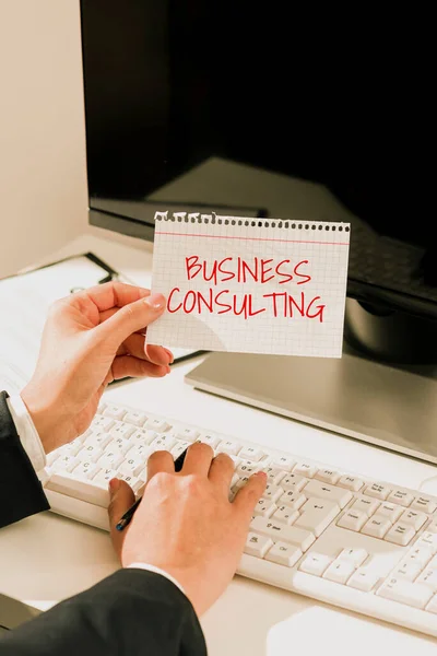 Légende Conceptuelle Business Consulting Word Written Blends Pratique Expertise Théorique — Photo