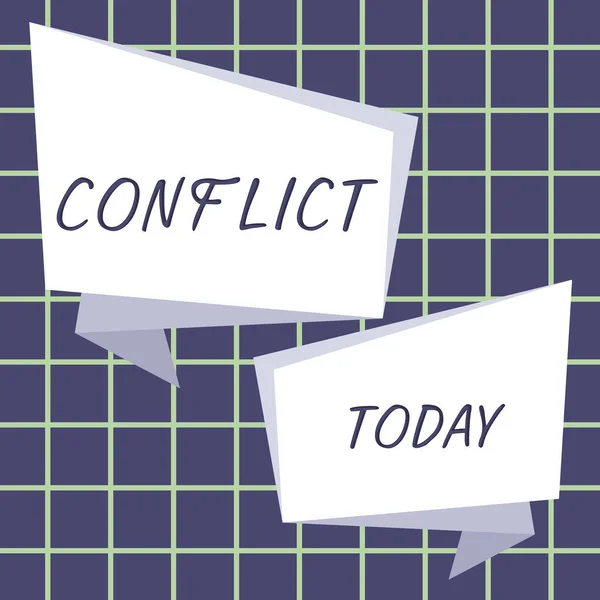 Text Sign Showing Conflict Business Idea Disagreeing Someone Goals Targets — Stock Photo, Image