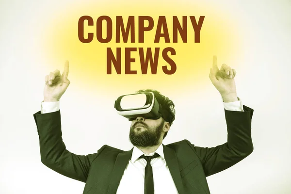 Szöveges Tábla Mutatja Company News Business Showcase Legfrissebb Információk Történik — Stock Fotó