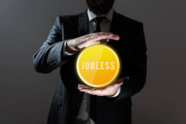 Legenda Texto Apresentando Jobless Business Concept Unemployed Person Looking Work — Fotografia de Stock