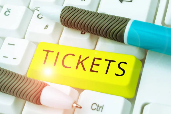 Exibição Conceitual Tickets Business Approach Small Paper Bought Provide Access — Fotografia de Stock
