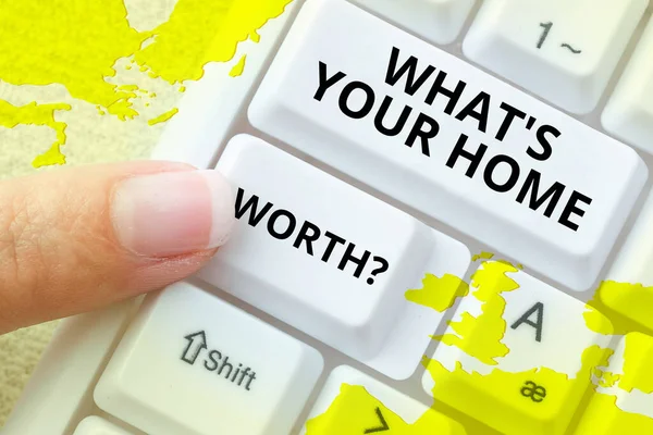 Κείμενο Γραφής Whats Your Home Worth Επιχειρηματική Προσέγγιση Αξία Ενός — Φωτογραφία Αρχείου