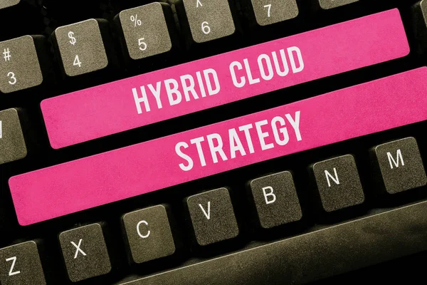 Ispirazione Mostrando Segno Hybrid Cloud Strategy Concetto Che Significa Cloud — Foto Stock