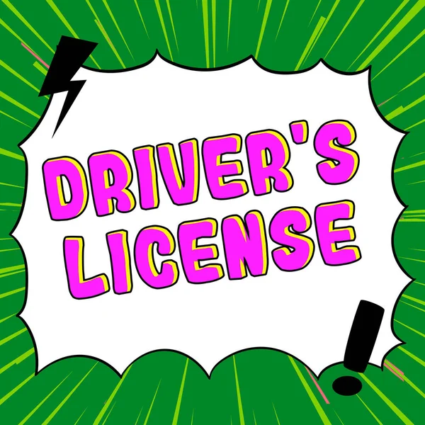 显示驾驶执照的文字标志 写在允许个人驾驶汽车的文件上的文字 — 图库照片