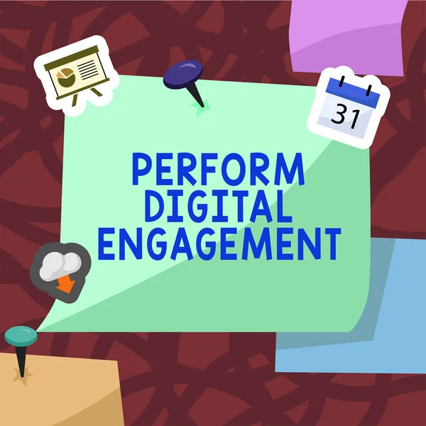 Подпись Текстом Perform Digital Engagement Business Overview Engage Your Audience — стоковое фото