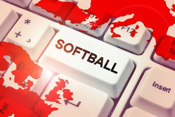 Szöveg Felirat Bemutató Softball Business Bemutatja Sport Hasonló Baseball Játszott — Stock Fotó