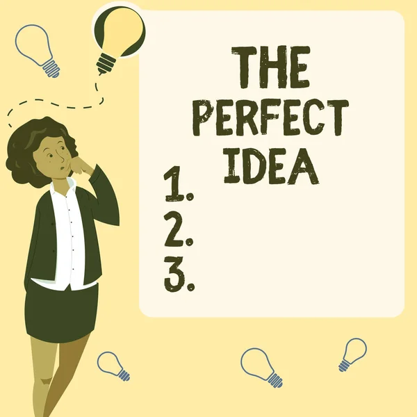 Sign Weergeven Van Perfect Idea Internet Concept Uitzonderlijke Gedachte Suggestie — Stockfoto