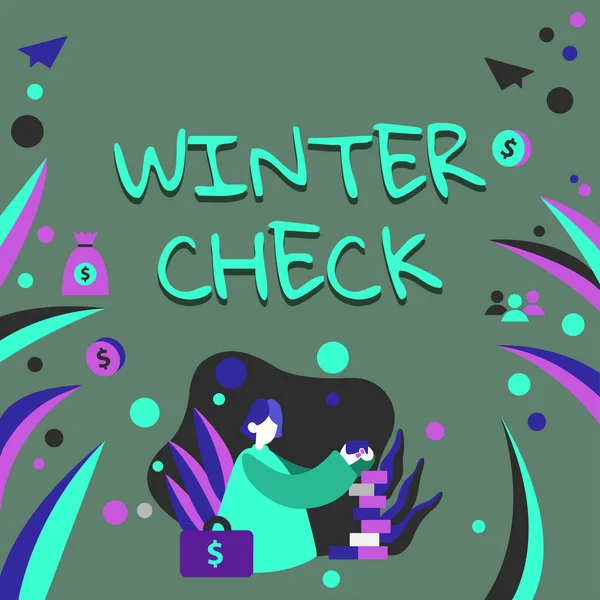 Texto Mostrando Inspiración Winter Check Idea Negocio Temporada Más Fría — Foto de Stock