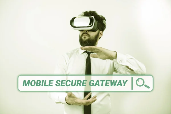 Logga Som Visar Mobile Secure Gateway Internet Concept Säkra Enheter — Stockfoto