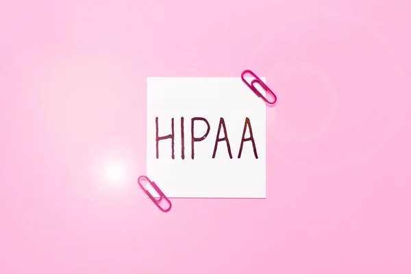 Szöveg Felirat Bemutató Hipaa Koncepció Jelentése Rövidítés Jelentése Egészségbiztosítási Hordozhatóság — Stock Fotó