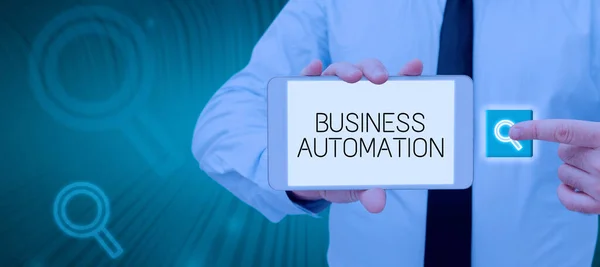 Текст Показывающий Вдохновение Business Automation Business Overview Digital Transformation Streamlined — стоковое фото